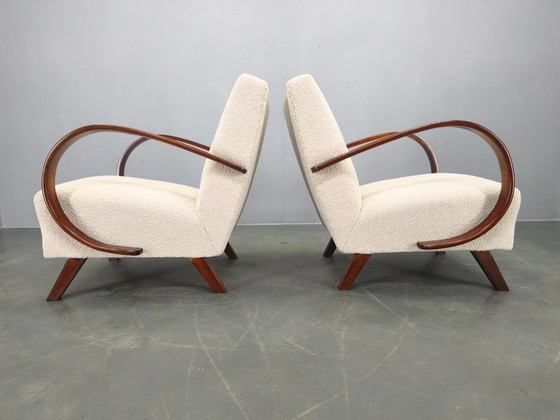 Image 1 of Halabala Art Deco fauteuils uit de jaren 1940, Boucle, Tsjechoslowakije, paar