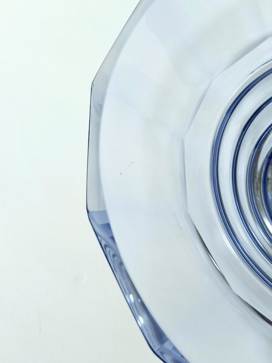 Image 1 of Splendida ciotola in cristallo viola Art Déco su base in metallo