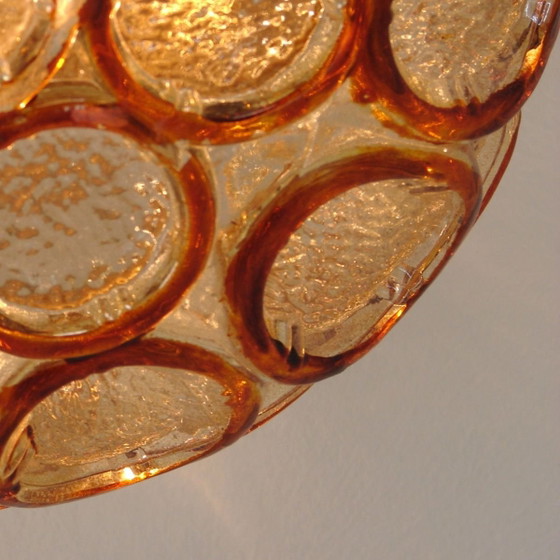 Image 1 of Helena Tynell pour Glashütte Limburg | Plafonnier Amber Bubble | Années 1950/60