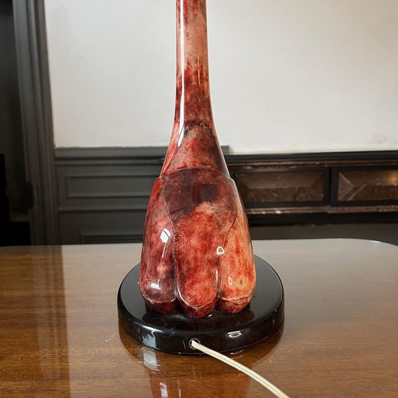 Oiseau Vloerlamp in gelakt rood geitenperkament van Aldo Tura, Italië, jaren 50 – Vloerlampen, Wood, Design (photo 15 of 19)
