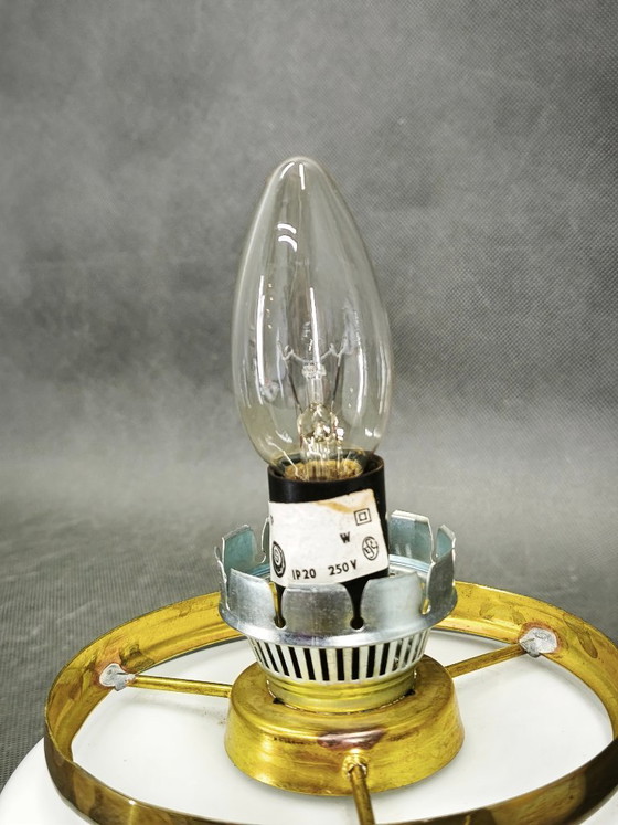 Image 1 of Czech Opaline Glass and Brass Table Lamp, 1970s