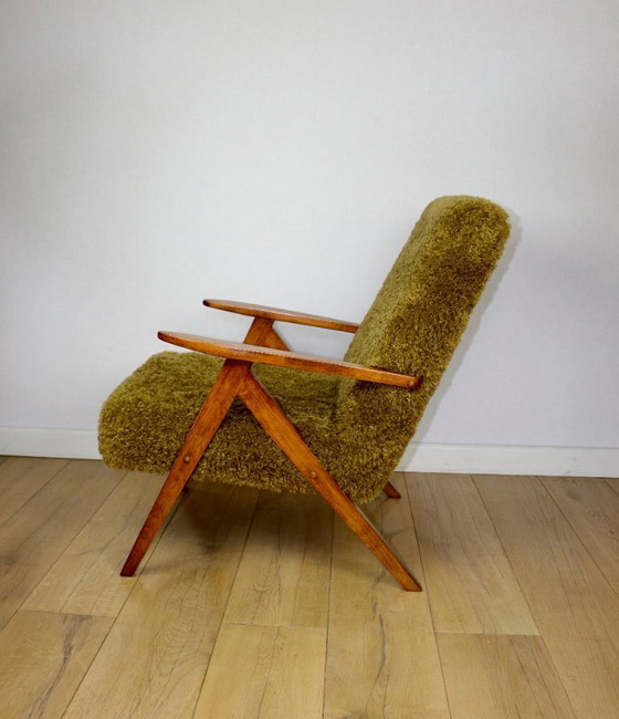Image 1 of Poltrona vintage B-310 VAR kaki vintage / oliva capelli lunghi Rudy Lis