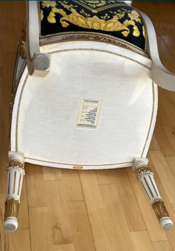 Originele Gianni Versace Home fauteuilset: 2 stoelen + design bijzettafel – Cotton, Wood (photo 11 of 15)