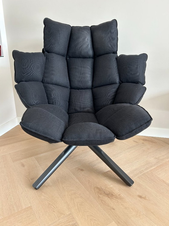 Image 1 of B&B Italia Husk Fauteuil H3G mét Ottoman - Zwart