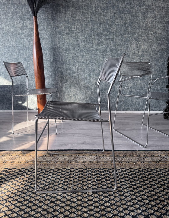 Image 1 of Juego de 3 sillas apilables cromadas "Sultana" de Arrben International, ca 80s