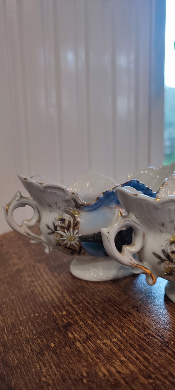 Image 1 of Par de cuencos antiguos de loza "St-Valery-sur-Somme" 1930