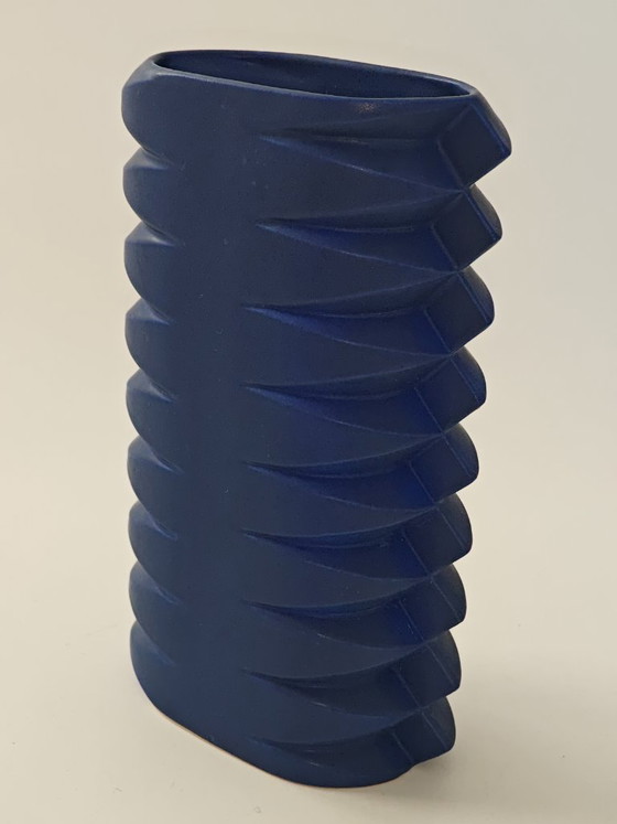 Jan Van Der Vaart – Vase en céramique bleue – Design hollandais – Vintage – Ceramic (photo 11 of 12)