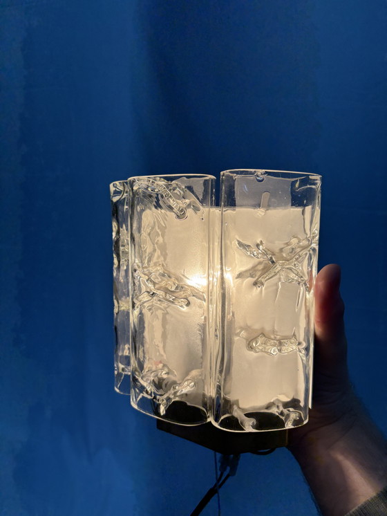 Image 1 of Set of 2 vintage Doria Leuchten ice glass wall lamps 1960s