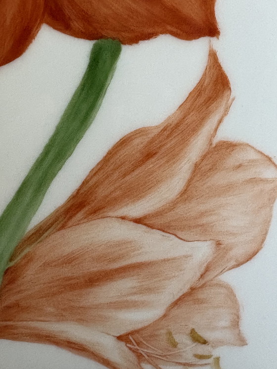 Image 1 of Vase Vintage Wallendorf Amaryllis peint à la main