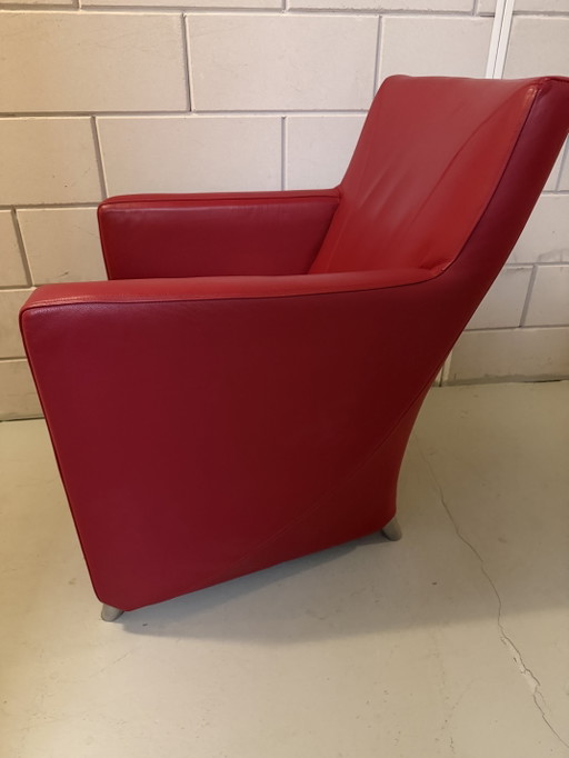 Fauteuil design Leolux Dolcinea en cuir rouge. – Leather, Aluminium (photo 2 of 11)