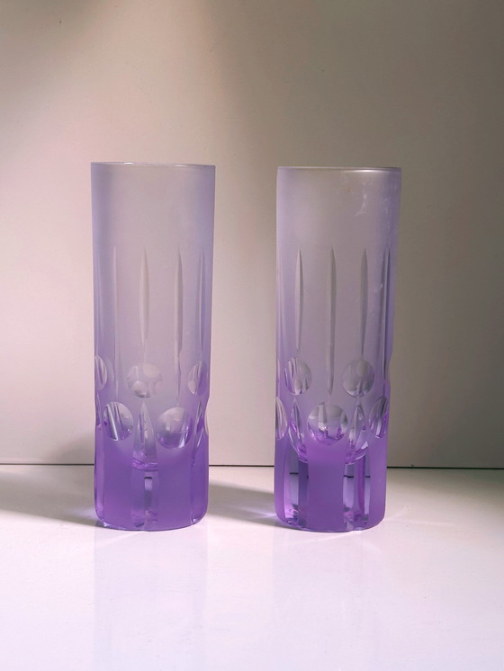 Image 1 of 6 bicchieri da bere vintage in vetro alessandrite tagliato, era spaziale, Italia, Arnolfo di Cambio, Sergio Asti, brutalisti, lo