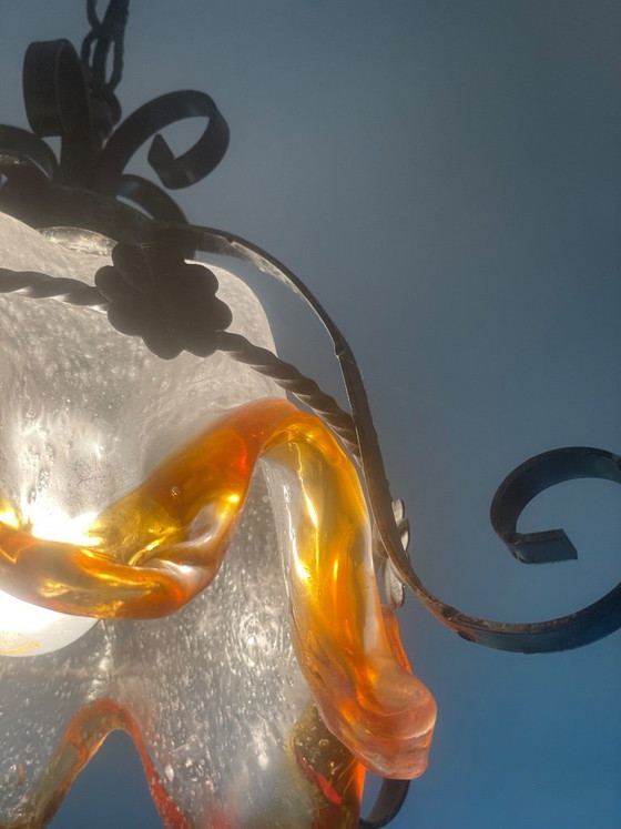 Image 1 of Vintage pendant lamp, Brutalist style, very likely Mazzega