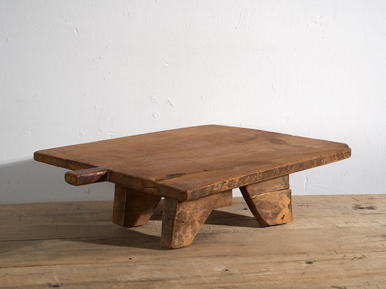Antique low table in primitive style (c.1920) #14, Side tables, Wood, Brown, Rustic (photo 12 of 21)