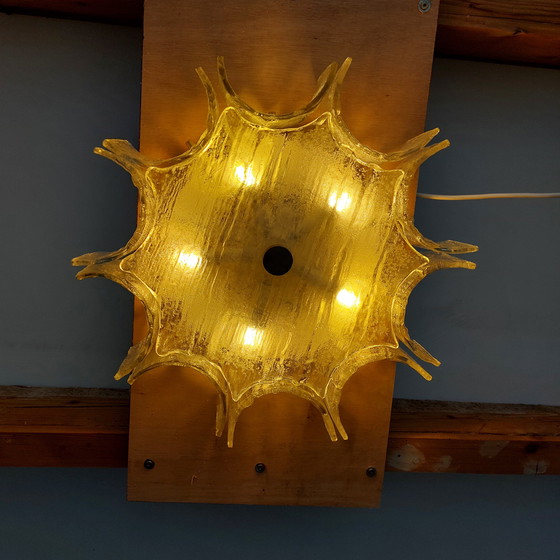 Image 1 of Vintage Kaiser Leuchten ijsglas plafondlamp 