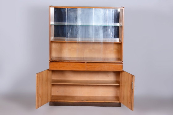 Restored Art Deco Display Cabinet, Oak and Glass, Czech, 1940s – Jitona, Metal (photo 5 of 15)