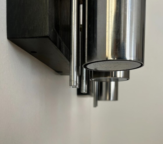 Image 1 of Coppia di applique vintage, metallo cromato e rovere annerito, Francia, 1970