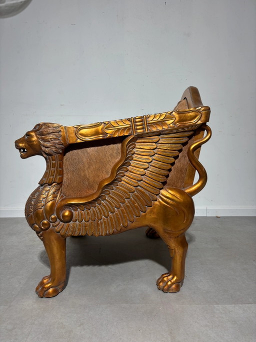 Sillón Trono de León Real – Piel de Vaca y Detalles Dorados – fauteuils (photo 2 of 7)