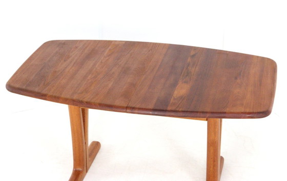 Image 1 of Table de salle à manger rectangulaire ovale à rallonge Holstebro en teck massif