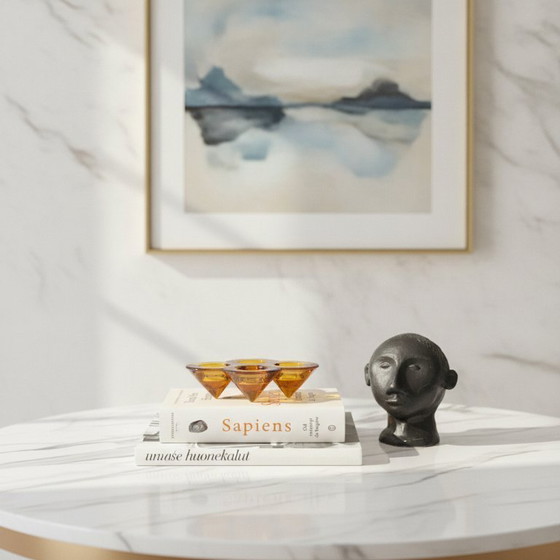Image 1 of Portacandele vintage Northern Lights Geneva – Sandra Rich – Vetro ambrato