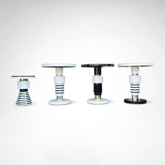 Image 1 of hand crafted side table of ceramic and marble in memphis style by Casalto 2020, set of 4