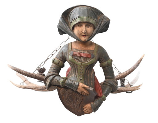 Wooden Lusterweibchen Representing A Medieval Noble Lady