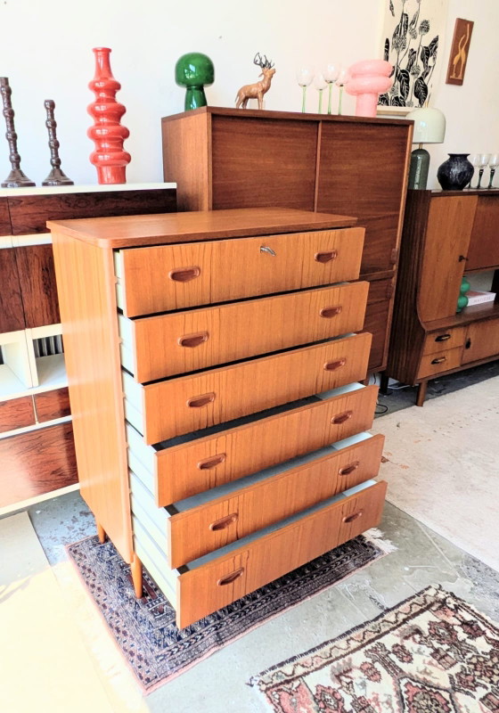 Image 1 of Vintage teak Scandinavian chest of drawers, tallboy