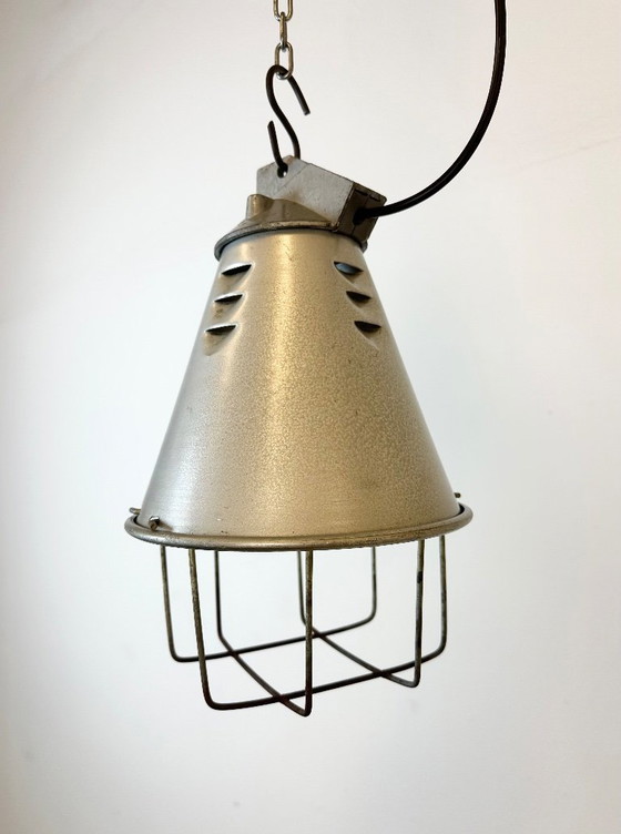 Image 1 of Grey Industrial Aluminium Cage Pendant Lamp, 1970s