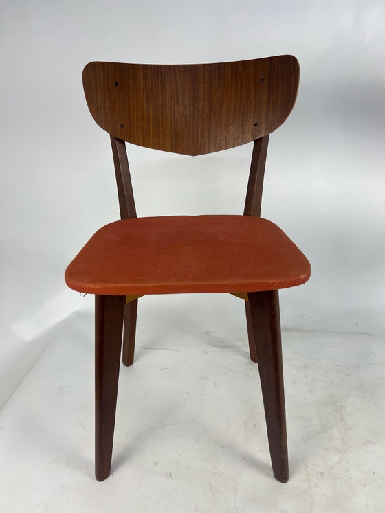 Sedie da pranzo vintage mid-century set 2x anni '50/'60 – Tessile, Legno (photo 3 of 6)