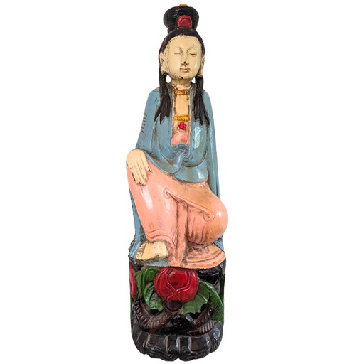Antieke Chinese Guanyin (88 cm) – Handgesneden Kamferhout Qing-dynastie
