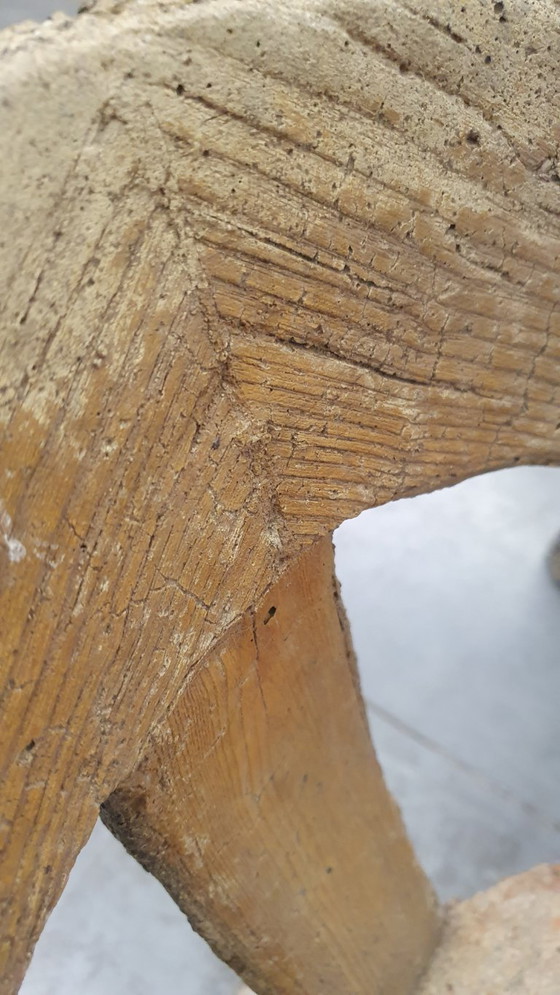Image 1 of Vintage faux wood cement garden set 4 chairs/table Brutalist 60s France