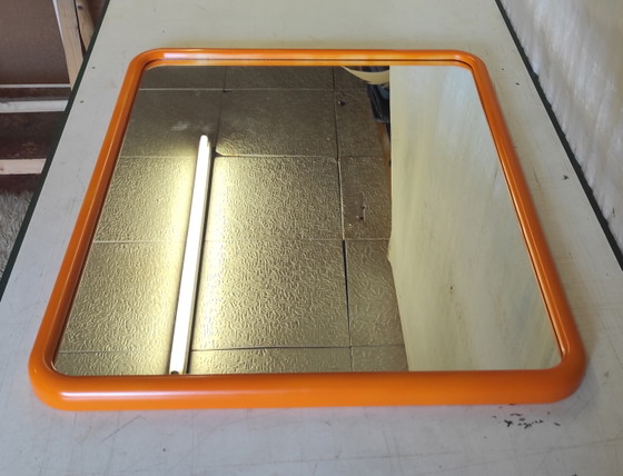 Image 1 of Vintage orange plastic XL mirror - 1960s/70s