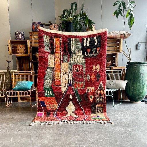 Colorful Moroccan Wool Rug 130x190 cm– Abstract Berber Handmade Carpet