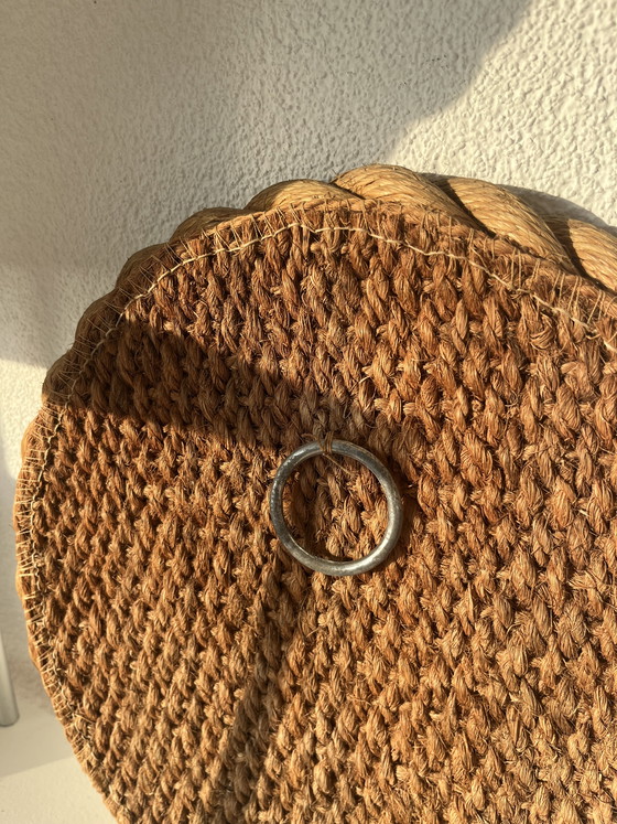 Image 1 of Vintage round rope mirror, Audoux-Minet style, 1960s