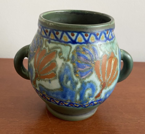 Image 1 of Pottery Factory South Holland - Pottery vase decorated with Crocus