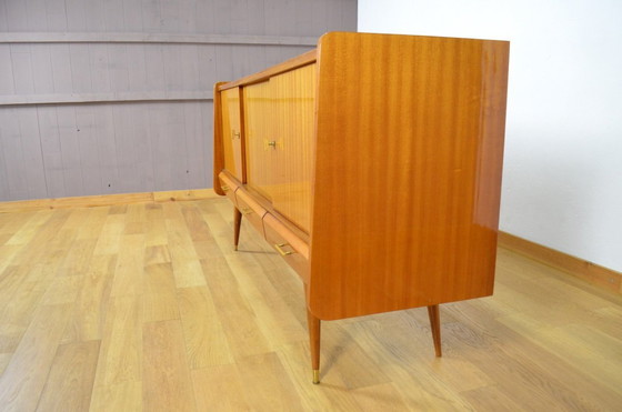 Image 1 of Enfilade Pieds Compas en Acajou, France Vintage 1960