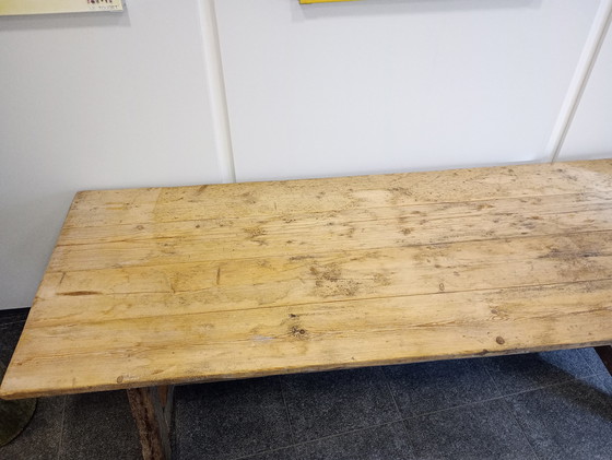 Image 1 of Industriële massieve houten eettafel 