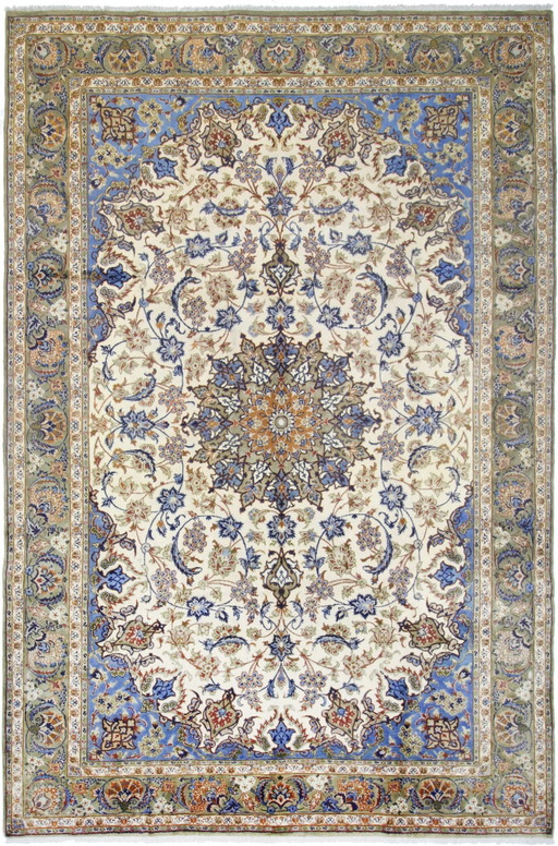 Alfombra persa original anudada a mano Isfahán 381 x 255 cm muy buen estado fina