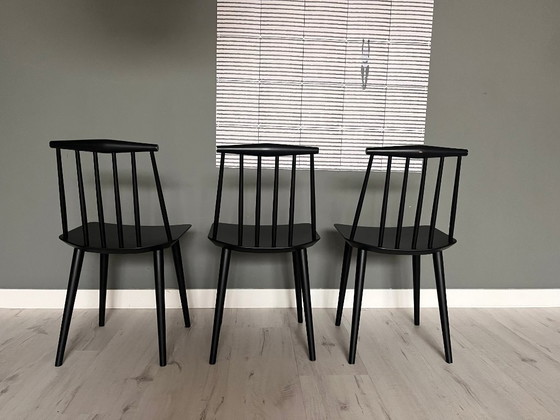 Image 1 of 3 chaises de salle à manger HAY J77 noires