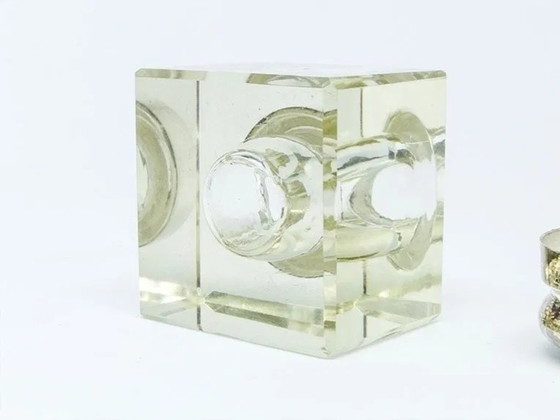 Encrier Art Déco en Cristal, Suède, années 1930, Accessoires de table, Verre, Argenté (photo 10 sur 15)