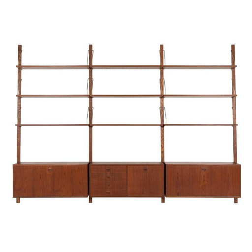 Modulaire wandkast van teakhout, Deens design, jaren 60, ontworpen door Rud Thygesen en Johnny Sørensen, geproduceerd door