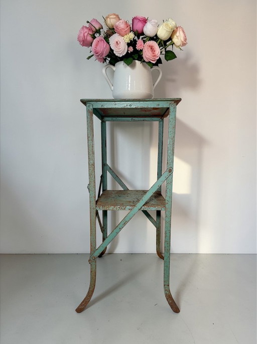 Tavolino pieghevole H. Dutar Paris - Supporto per piante in metallo stile Art Déco francese