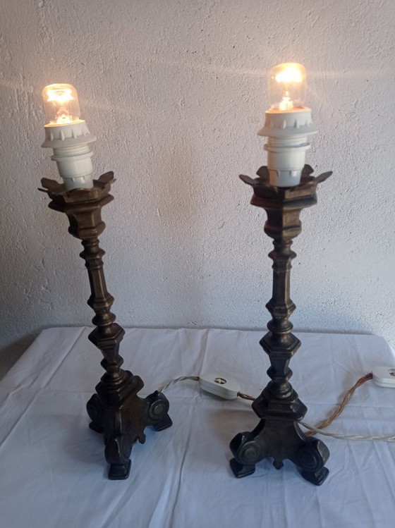 Lamps - Bronze - Transformed Candelabras – Table lamps, Textile (photo 24 of 38)
