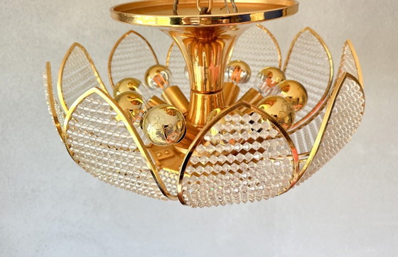 Vintage Palwa kristal plafondlamp – Plafondlampen, Messing (photo 16 of 18)