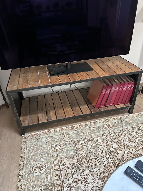 Image 1 of MICHELI DESIGN tv-meubel, massief hout en staal, industriële stijl