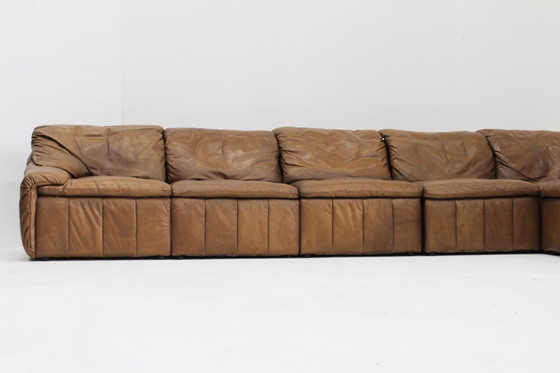 Image 1 of Vintage bruin leren modulaire Sofa  Laauser  XL