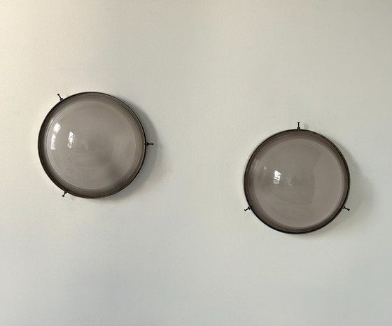 Image 1 of Paire d'appliques modernistes en chrome et verre sablé, France, 1930