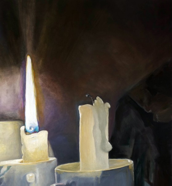 Original Oil Painting Contemporary Art Candle Symbolism Don't Extinguish Yourself – Paintings & Drawings (photo 5 of 7)