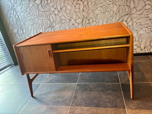 Teak Bureau 'Haarlem' Van Arne Wahl Iversen voor O.M.F., 1960s – Wood, Brass