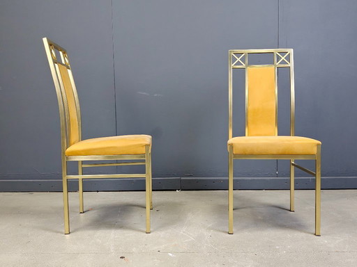 Chaises de salle à manger vintage en laiton de Belgochrom, années 1970