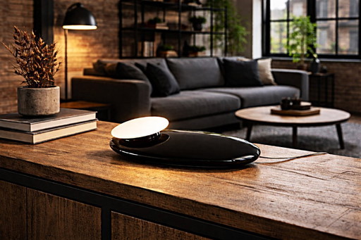 Philips: Iconische design tafellamp "Ledino" in staal met zwarte coating